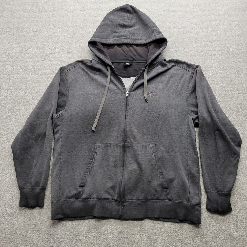 Vintage Starter Men’s Large Full Zip Hoodie Gray Embroidered Logo Sweatshirt